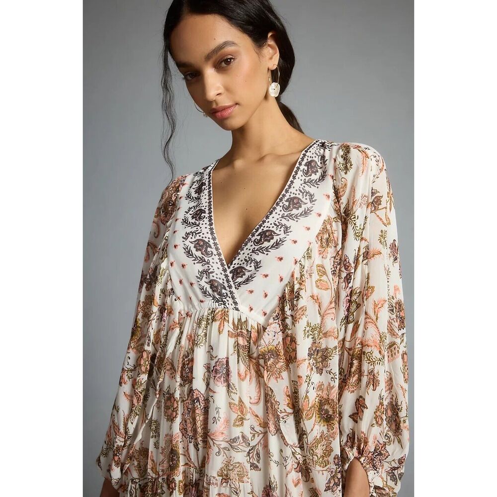 Anthropologie V-Neck Long-Sleeve Maxi Dress - Picture 3 of 14